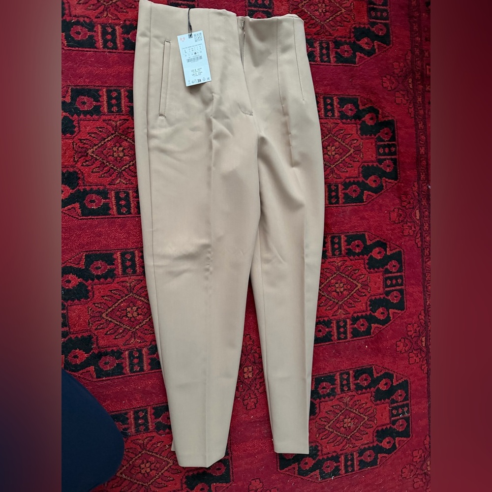 Zara high waisted pants size L beige